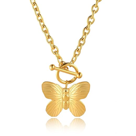 LOMISS COLAR FOLHEADO A OURO 18K PINGENTE BORBOLETA