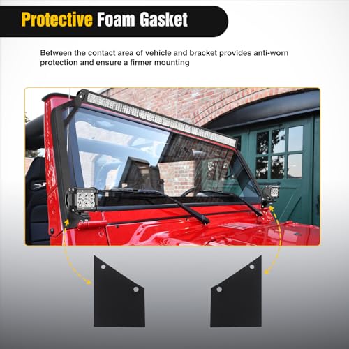 Image of Nilight 50 inch Windshield Light Mount Brackets for Jeep Wrangler TJ 1997-2006