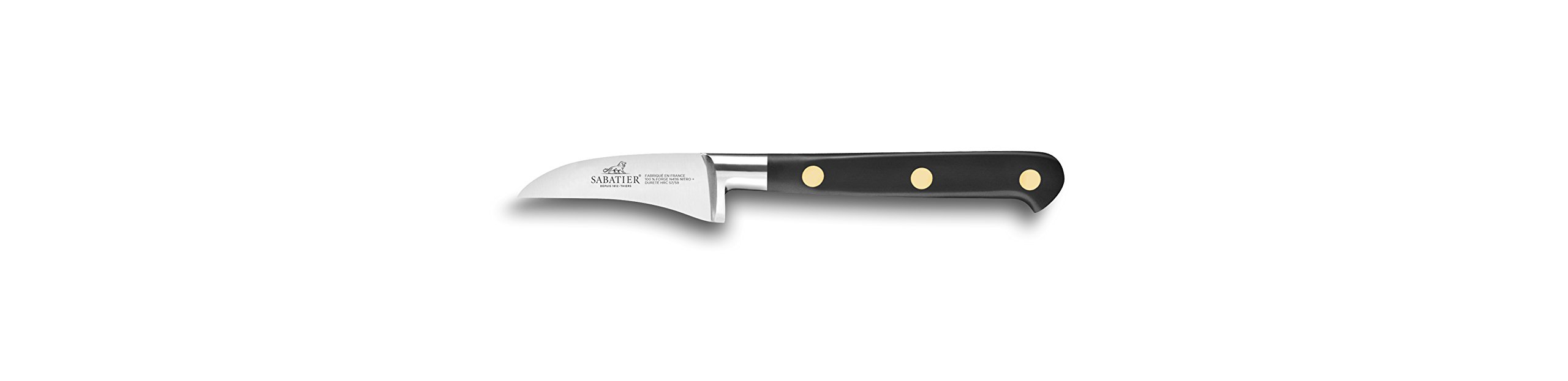 SABATIER – IDEAL Schälmesser mit Vogelschnabel, 100 % geschmiedet – 6 cm – Klinge aus rostfreiem Stahl und Messingnieten – Perfekt zum Schälen, Wenden und präzisen Bearbeit | Hergestellt in Frankreich, Klinge aus Edelstahl und Nieten aus Messing, perfekt