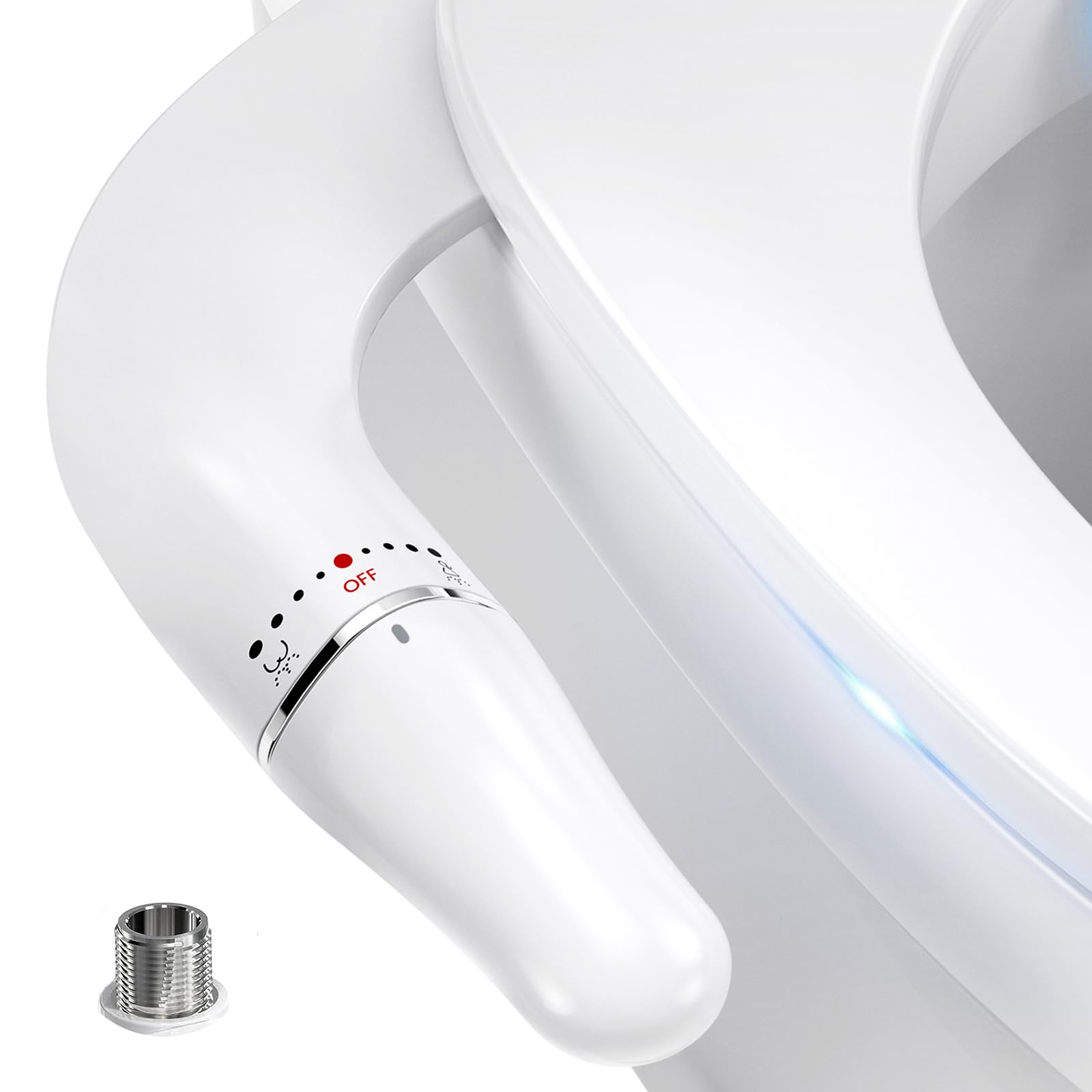 Bidet Toilette WC, Ultra-thin Kit Abattant Japonais Pour Salle De Bain, Pulvérisateur De Boku, Buse Rétractable Et Pression D'eau Réglable, Entrée En Laiton, Blanc (Deux Buses)