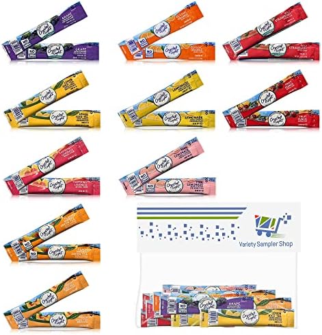 Water Flavoring Packets (20) Sugar Free Drink Mix Packets; Crystal Light Lemonade, Peach Mango Tea, Strawberry, Grape, Fruit Punch, Orange On The Go Drink Powder Mixes