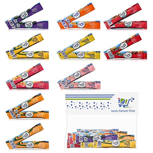 Water Flavoring Packets (20) Sugar Free Drink Mix Packets; Crystal Light Lemonade, Peach Mango Tea, Strawberry, Grape, Fruit Punch, Orange On The Go Drink Powder Mixes #TOP1