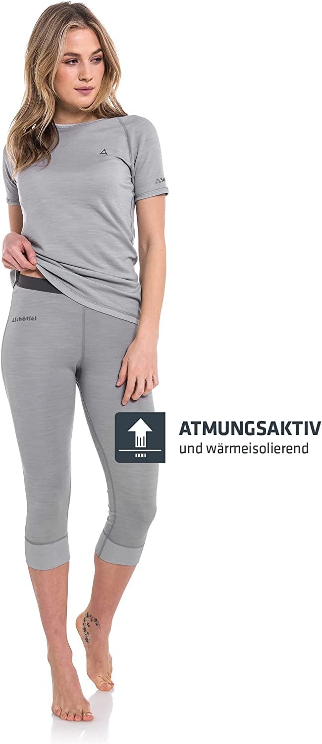 Schöffel Damen Merino Sport Pants short W, temperaturregulierende lange Unterhose, atmungsaktive Thermo Leggings in 3/4 Länge
