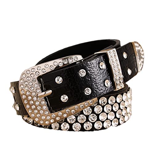 Ceinture western en cuir pour femme réglable à strass de 35 mm
