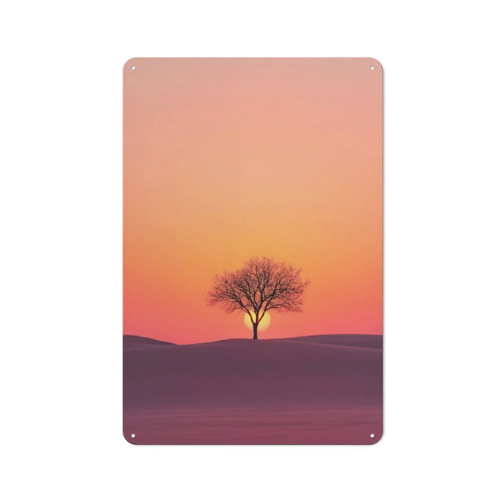 Junmoney Silhouette Tree Sunset Rustic Metal Sign 30X20cm Featuring For Living Room Wall, For Vintage Wall Decor Fans, For Metal Sign Collectors