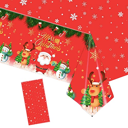 Mantel Navideño Mantel de Rectangular Rojo Mantel Desecheble Mantel Impermeable de Poliéster Cubre Mesas Mantel Navidad Mesa Rectangular para Fiestas de Navidad, Cumpleaños, Bodas,Bares, Artesanías