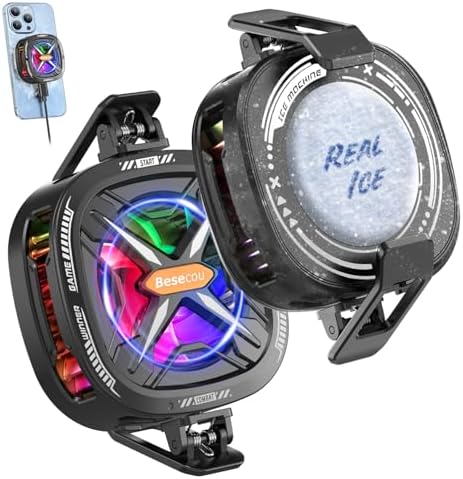 Magnetic mobile Cooler for Gameing with 3 Cooling Modes, Rgb Phone Cooler, Seven fan blades, Advanced Tech Cooling Chip, Compatible for Android and Ios devices, Silent and Portable, USB Port
