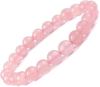 Reiki Crystal Products Natural Rose Quartz Bracelet | Attracts Love &amp; Relationship | Rose Quartz Round Beads 8 mm Crystal ...