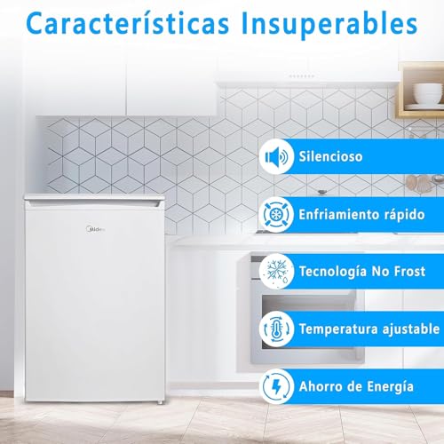 Midea Nevera pequeña 113L con Congelador - Mini frigorífico pequeño para la Habitación/Caravana/Camping - Mini Bar Bajo Consumo - Frigorifico Bajo Encimera Silencioso 39dB + Congelador -16º/-24º - imagen 6