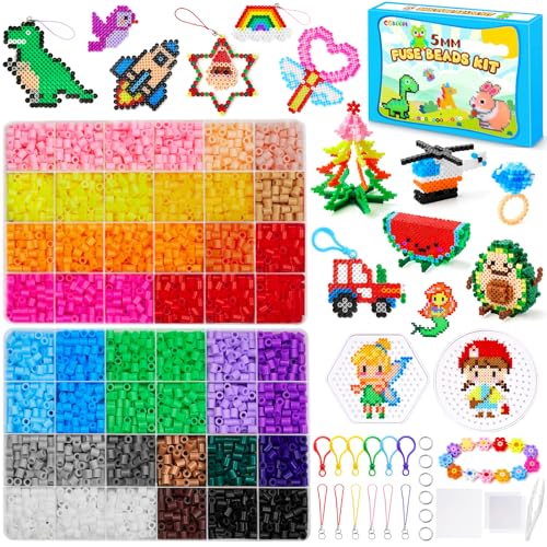 CGBOOM Bügelperlen Set, 5200 bügelperle 5 MM Bügelperlen groß...