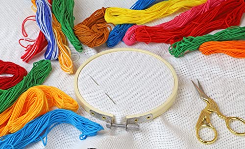 Image of Essentials By Leisure Arts Wood Embroidery Hoop 4 inch Bamboo - Wooden Hoops for Crafts - Embroidery Hoop Holder Cross Stitch Cross Stitch Hoops and Frames