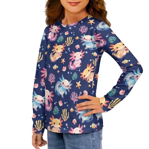 Image of Renewold Boys Girls Tees Kids T-Shirt Long Sleeve Crewneck T Shirts Casual Athletic Tops Clothing for Home School Travel