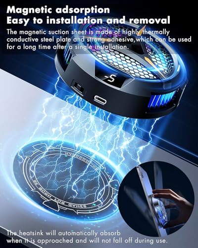 Image of 2 Pcs Magnetic Cooler Pad, Universal Smart Phone Cooling Pad,Heatsink Cooling Black Games Holder Sticker, Phone Self-Adhesive Cooling Plate Extend Battery Life