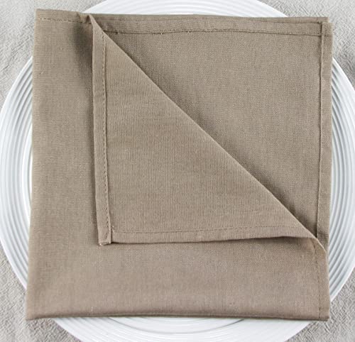 Solid Color Polyester Linen Blended Dinner Cloth Napkins - Set of 12 (40 x 40 cm) - For Events & Home Use (Khaki) - Image 4