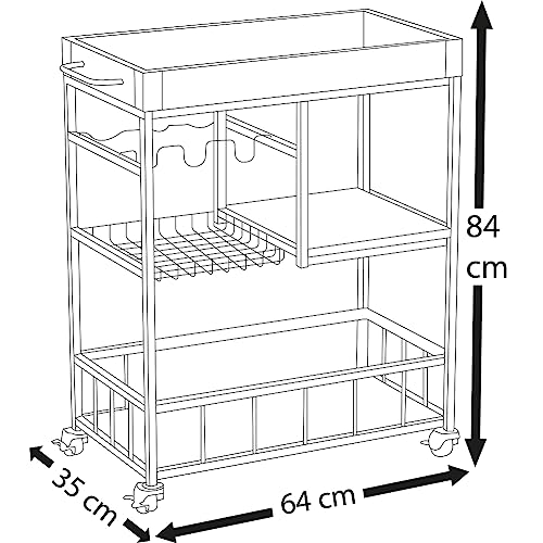 BAKAJI Carrello da Cucina Multiuso Portaoggetti