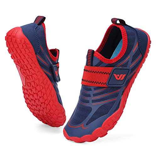 CIOR Boys & Girls Water Shoes Sports Aqua Athletic Sneakers Lightweight Sport Shoes(Toddler/Little Kid/Big Kid) U120WZ2001-Red.navy-35