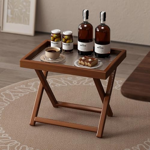 Tavolino pieghevole in bambù per esterni, tavolino versatile per patio, campeggio, giardino, caffè e sala da pranzo, design leggero e portatile