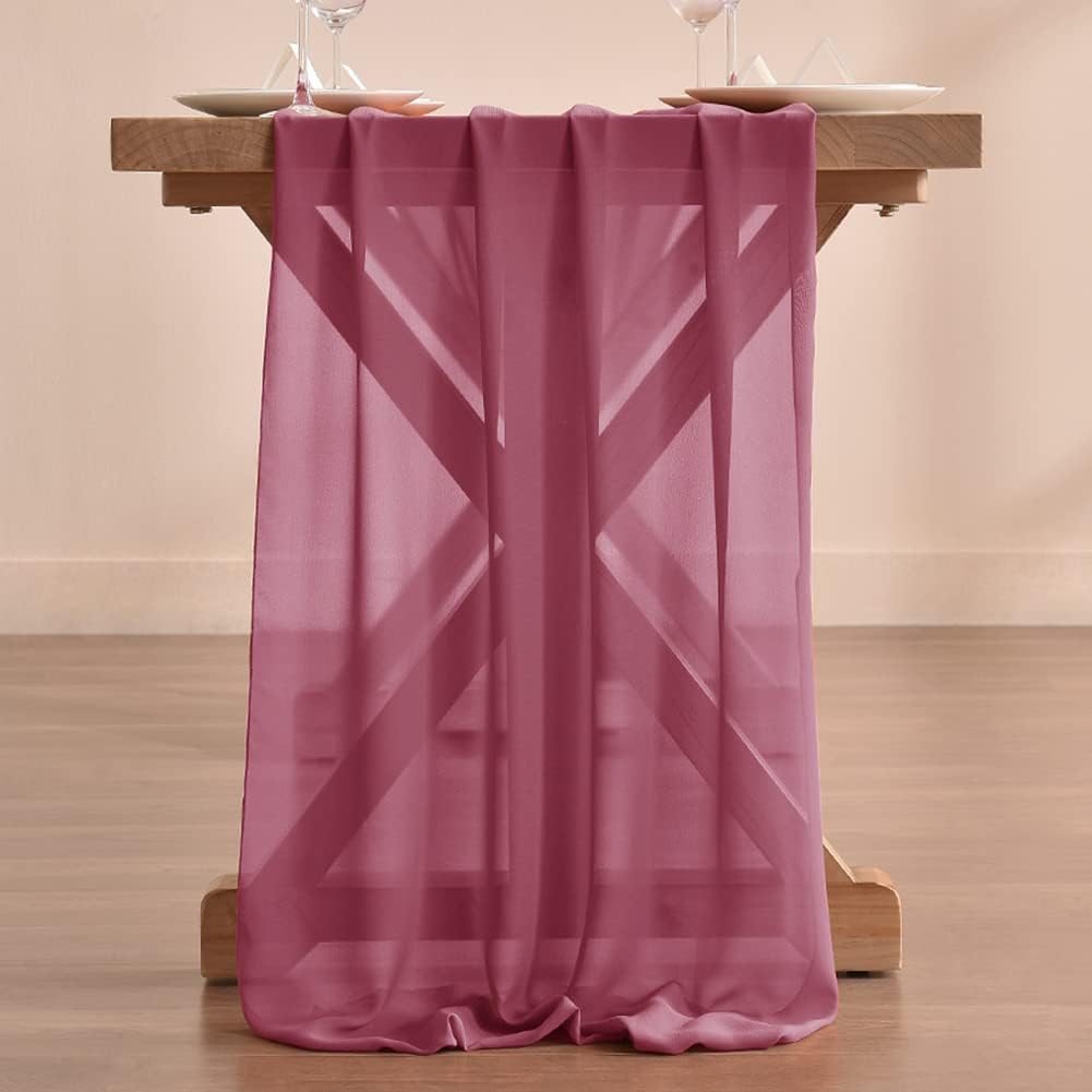 Socomi 10ft Terracotta Chiffon Table Runner 29x120 Inches Wedding Runner Sheer Bridal Shower Decorations : Home & Kitchen