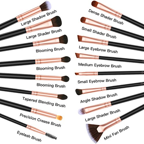 BESTOPE Eye Makeup Brushes, 16 Pcs Professional Eye Brush Set Eyeshadow, Eyebrow, Blending, Fan, Eyelash, Make Up Brushes with Premium Wooden Handles 