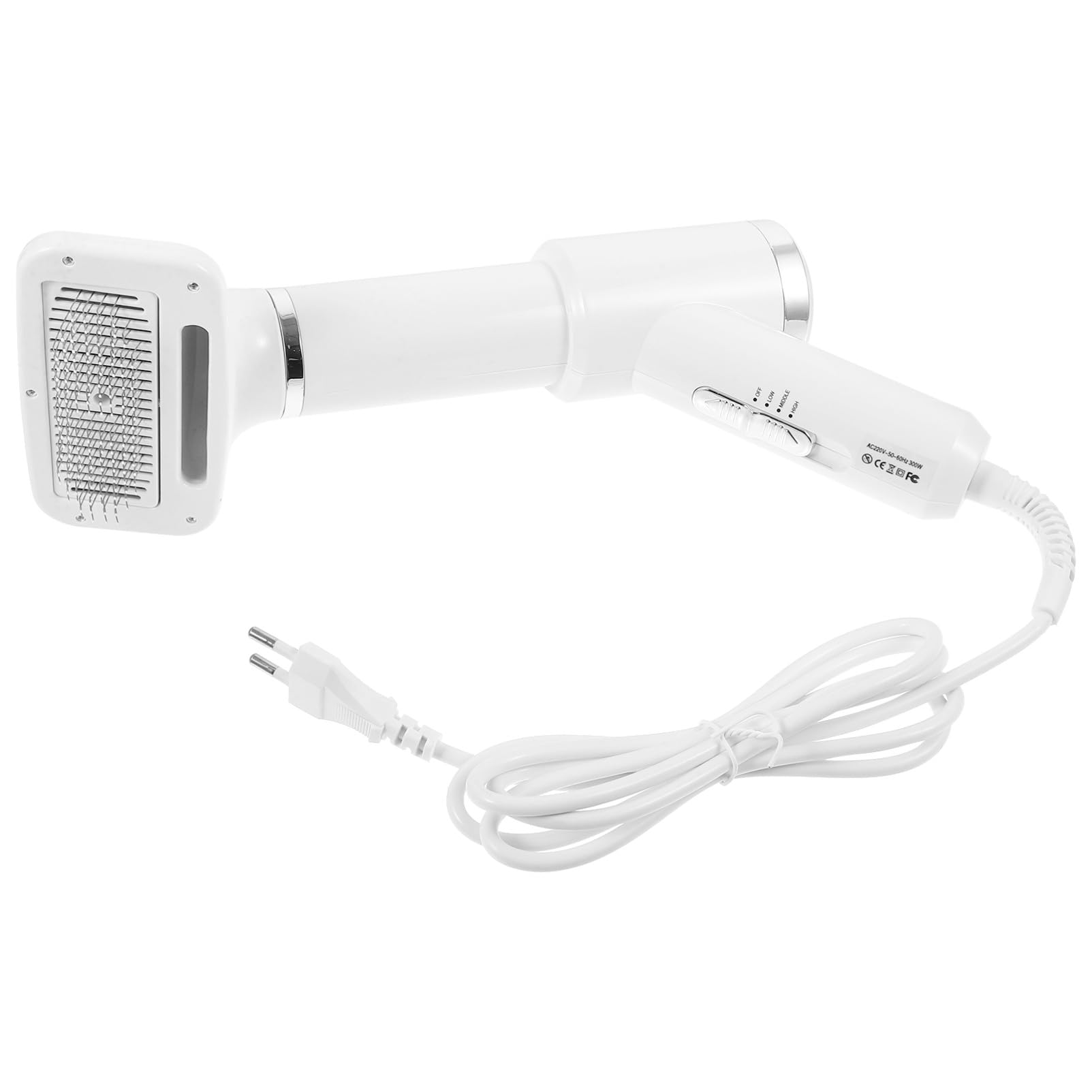 Brosse Séchoir à Poils de Chien, Peigne de Toilettage Électrique | Chat et Chien, Plastique Blanc, Format Portable, Fonction Démêlante et Séchage Chaud