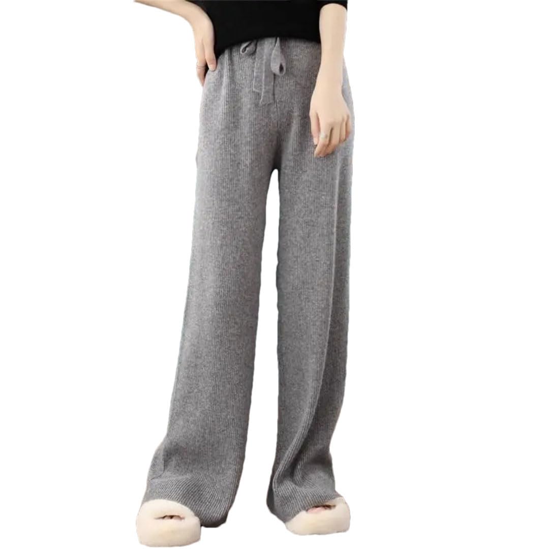 Pantaloni larghi da donna, a vita alta, in lana, a gamba larga, per ciclomotore a gamba dritta