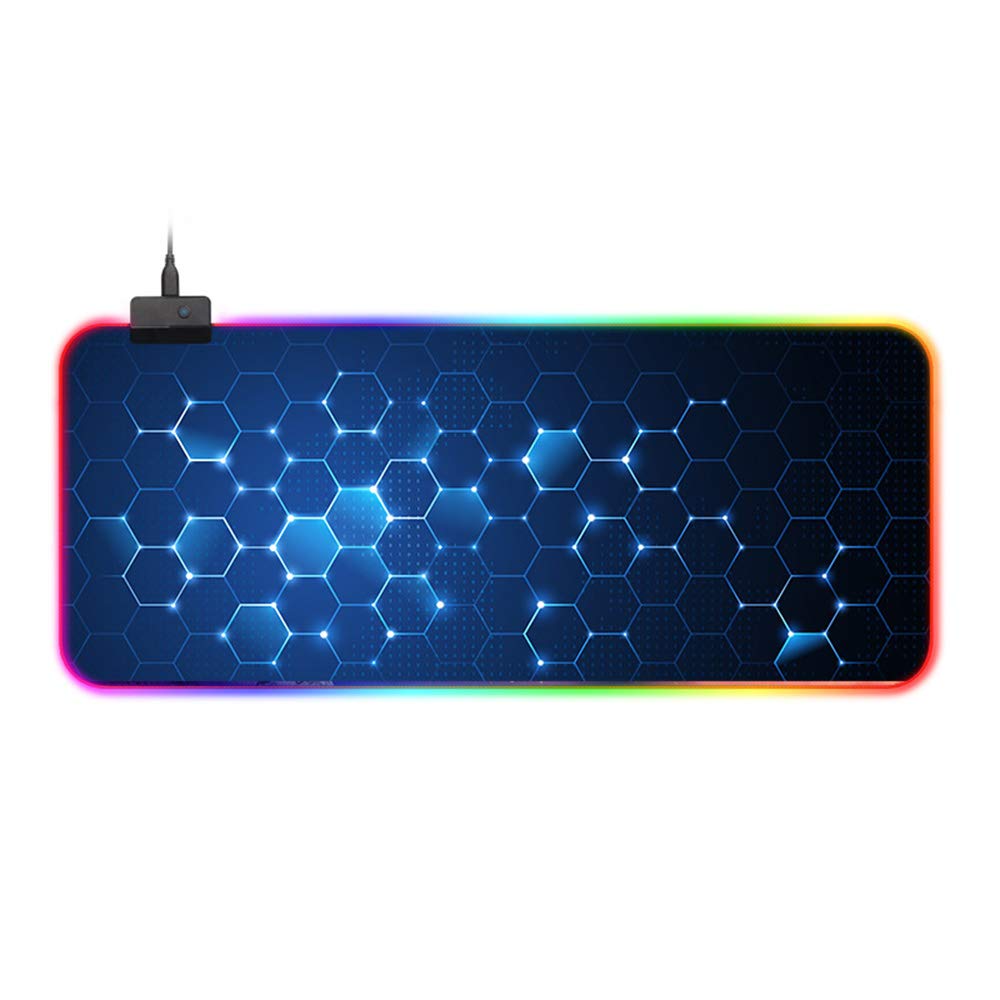 Alfombrilla De Ratón Led Grande for Juegos,Alfombrilla De Escritorio Colorida De Red con Modos De Iluminación RGB,Almohadilla De Juego Creativa,Alfombrilla De Mesa De Computadora Impermeable De Goma A