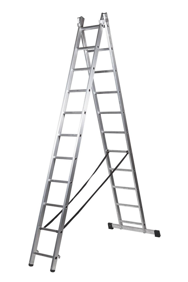Escalera Profesional de Aluminio transformable Apoyo-Tijera con Base un Acceso 2 x 11 peldaños Serie bis