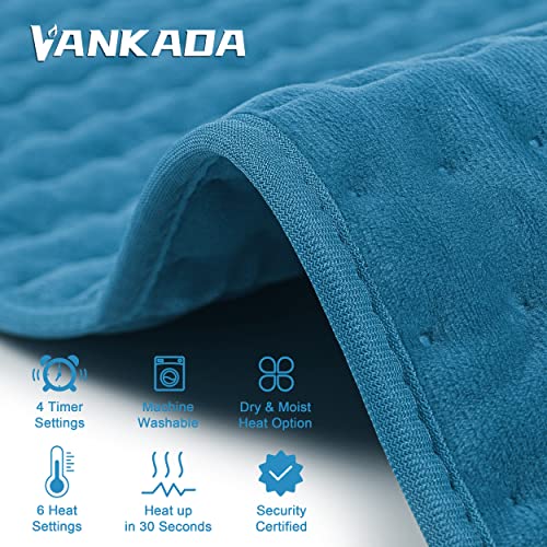 Image of Heating Pad Electric Heat Pad, Hot Heated Pad,Multiple Temp and Timer Settings,Suitable for Shoulders, Neck, arms, Abdomen, Back, Legs, etc. (Blue, 24 inchX12 inch)