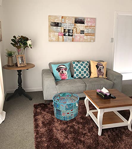 Aakriti Indian Pouf Fußhocker mit Stickerei Pouf, indische Baumwolle, Pouffe osmanischen Pouf Cover mit ethnischem Dekor… – Bild 8