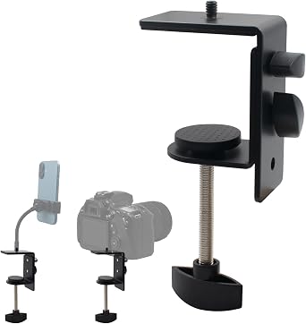 C-Clamp with 1/4" Stud Mount, Metal Multifunctional Adjustable Desk Clamp for Photo Studio Video, Cameras, Lamp, Microphone, Ring Light, DSLR, Light Stand