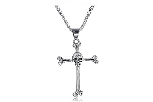 Cross Necklace Gothic Y2K Skeleton Necklace for Men Boys