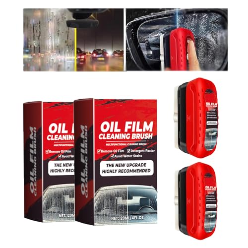 2pack Automotive Oil Film Cleaning Brush New Glass Coating for Windshield Glass Oil Film Remover, Strong Front Windshield Remover for Windshield Improves Clarity and Visibility