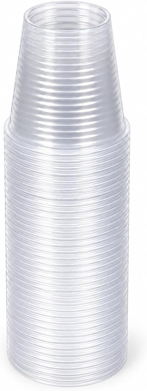 100 Clear 180ml Plastic Cups for Parties, Coolers & Events