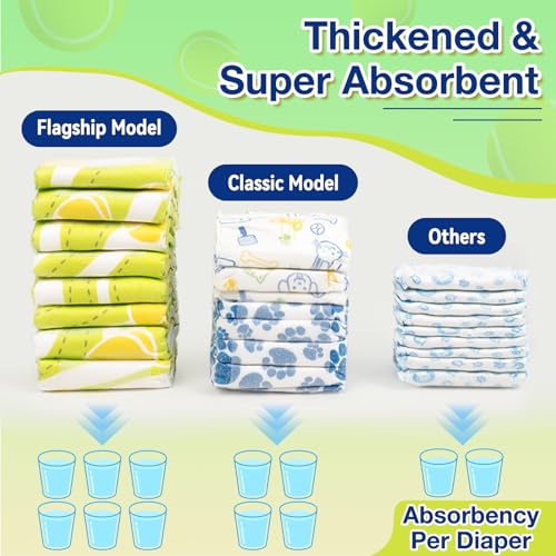 Image of Dono Dog Diapers Male 60ct, Disposable Non-Slip Male Dog Wraps, Super Absorbent Puppy Diapers with Rapid-Dry Technology, Wetness Indicator, Leak-Proof Doggie Pampers, X-Small