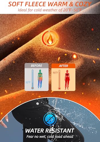 G Gradual Women's Fleece Lined Joggers Hiking Pants 4 Zipper Pockets High Waisted Water Resistant Winter Running Sweatpants4