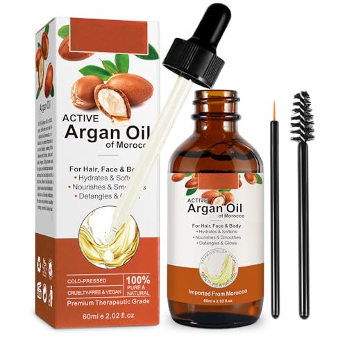 Arganöl Haare Kaltgepresst, Argan Oil Für Gesicht, Haut & Haare 60ml - Argan öl ohne Zusätze mit Pipette