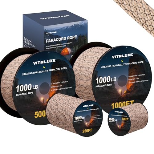 Corde de parachute tactique 1000 kg 4mm de 76,2 m en camouflage désert