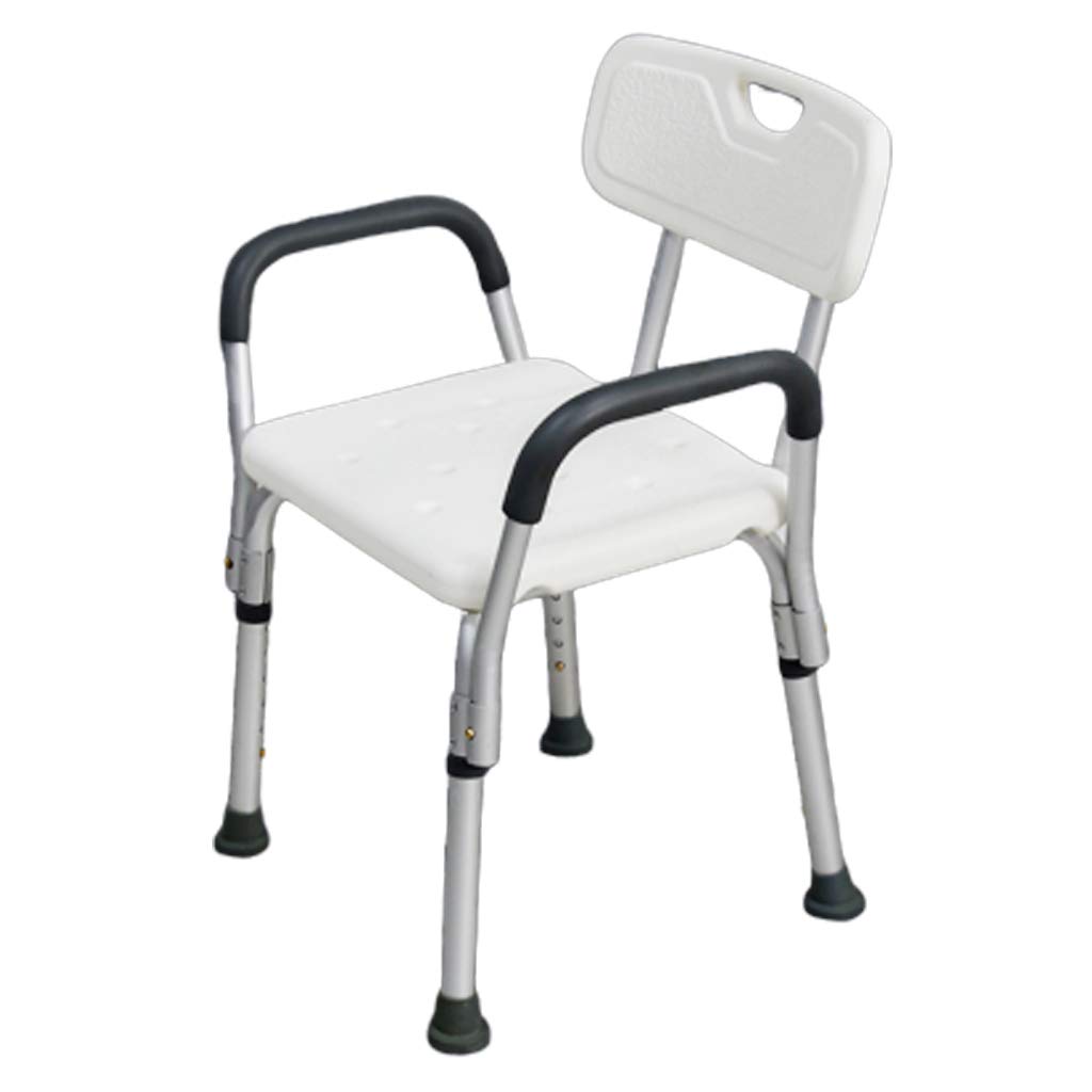 Taburete de baño/Ducha Asiento de plástico Moldeado Silla de Ducha Banco Antideslizante para Personas Mayores Discapacitado con Respaldo Asa de Seguridad 6 Altura Fuerte Capacidad de Carga