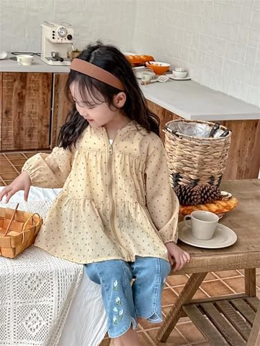 Mud Kingdom Girls Hooded Jacket Ultra Thin Lightweight Sun Protection Ruffle Outerwear Cute Polka Dots3