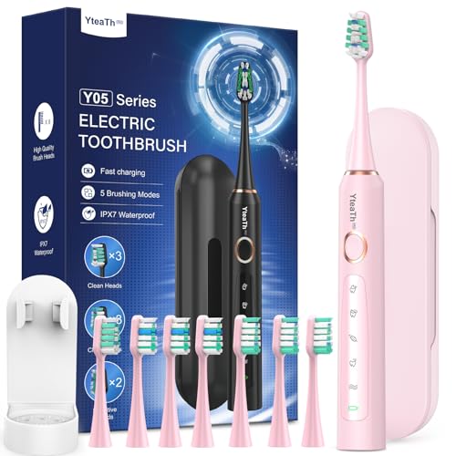 Spazzolino Elettrico Sonico per Adulti Bambini - Spazzolino Denti Sonico Bambini con 8 Testine e Custodia da Viaggio, 5...