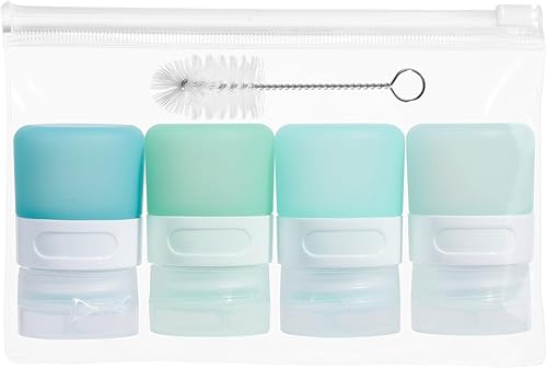 Miniatura 30 de Botellas exprimibles de condimentos para salsas, mini recipiente de silicona para aderezo de ensalada de 1 onza para llevar con bolsa de sándwich