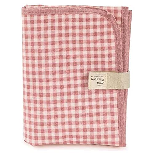 Walking Mum. Cambiador de Bebé I Love Vichy. Diseño portátil y plegable. Fácil de guardar en el bolso maternal. Color Rosa. Medidas 18X27X4 cm.