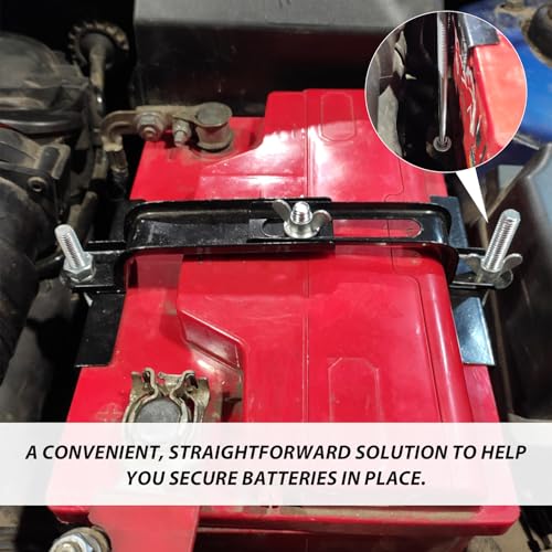 VCYOPN Battery Hold Down Tray Kit, Car Storage Battery Tray Holder with Adjustable Clamps, Corrosion-Resistant Metal Bracket Clamp Holds Automotive Batteries, Car Accessories (13.4 × 7.7 Inches) by VCYOPN - Used condition - Image 4