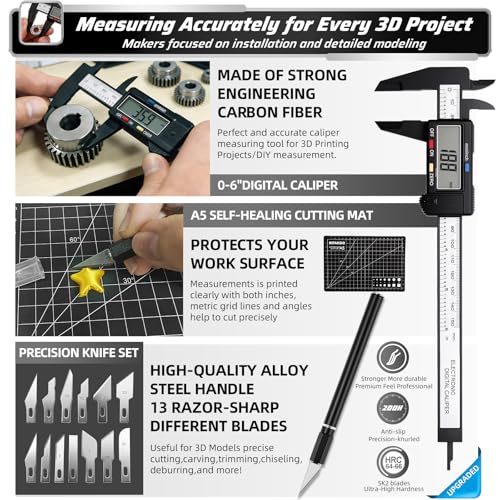 Image of 76pcs 3D Printer Tools Kit for Model Finishing /Deburring /Drilling /Polishing, 3D Printer Accessories incl. Flush Cutter, Pilers, Digital Caliper, for Bambu Lab, Flashforge, K2, FDM /SLA Printers etc