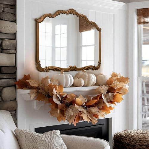 Besdomus Large Antique Arched Mirror: 40x32 in Wood Frame Vintage Wall Mounted Mirror - Traditional Ornate Decorative Mirror for Castle Home Decor/Mantle/Fireplace/Bedroom/Entryway/Hallway/Living Room