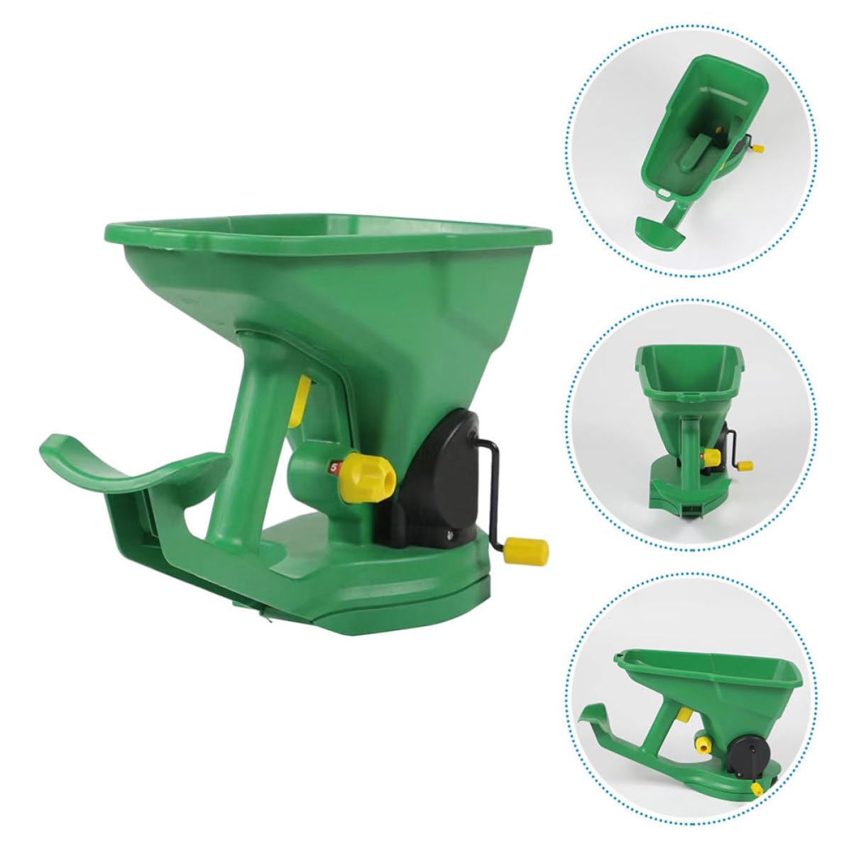 Semoir en Plastique à Manivelle Portable Vert pour Jardinage