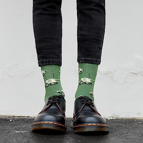 JNRB Men's Cotton Cool Fun Bright Design Novelty Dress Crew Socks Toy Army Soldiers Military Pattern, S-M or L-XL4