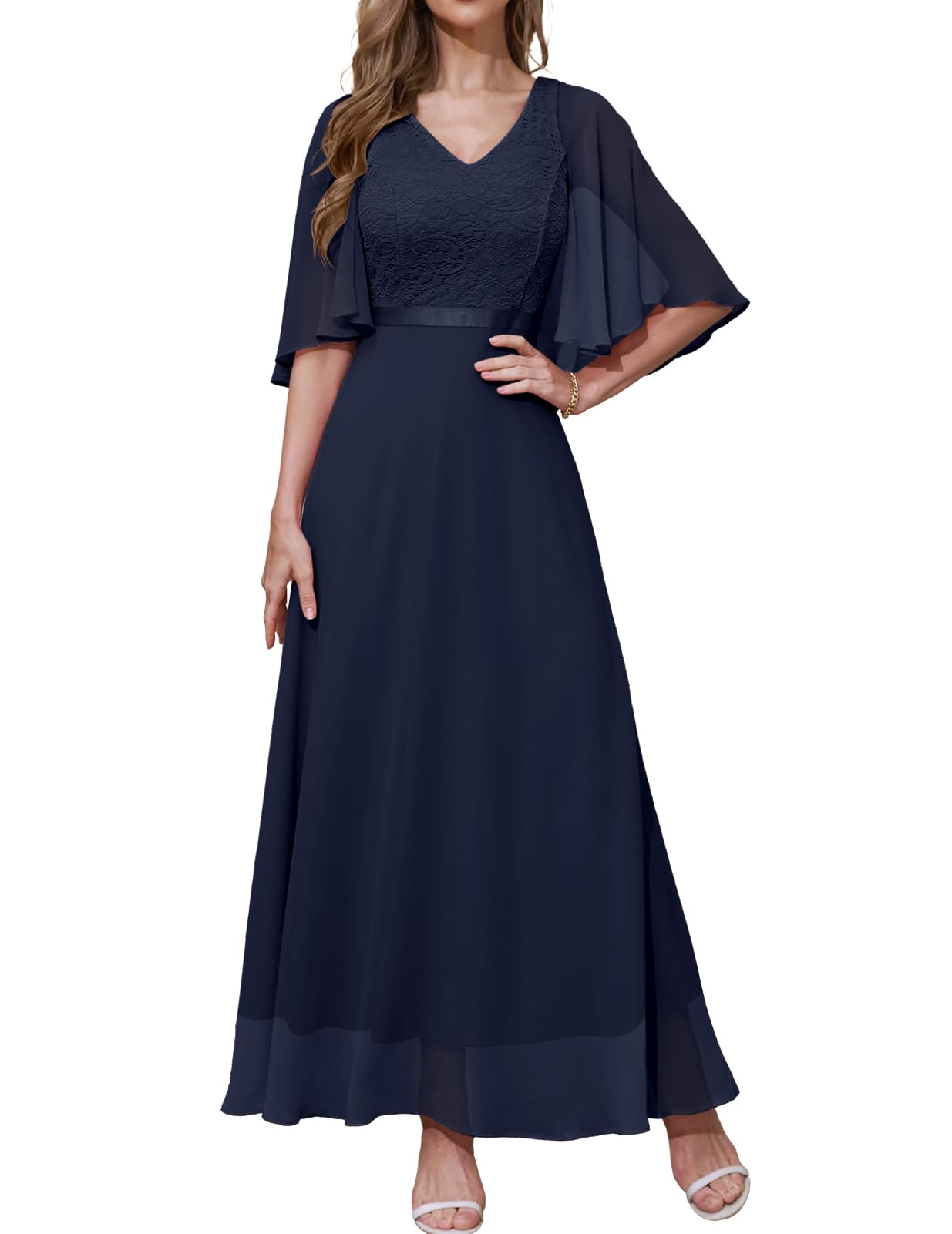 Amazon.com: DRESSTELLS Formal Navy Blue Dresses for Women Funeral V