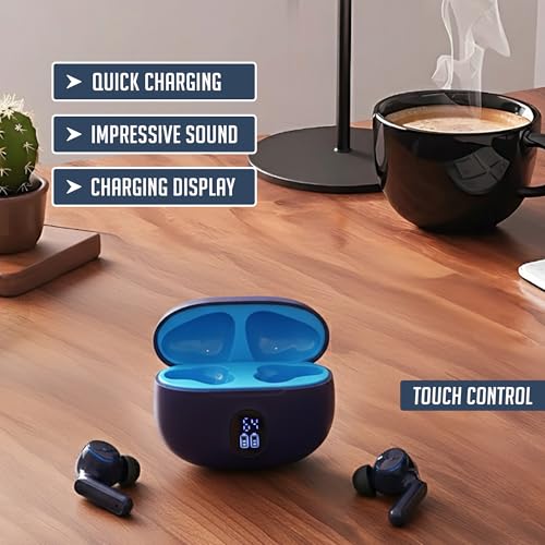 Image of True Wireless Earbuds, 13mm Drivers with Big Bass, and Noise cancelation, Led Display Bluetooth 5.3, 40H Long Playtime, Water-Resistant, 2 Mics for AI Clear Calls