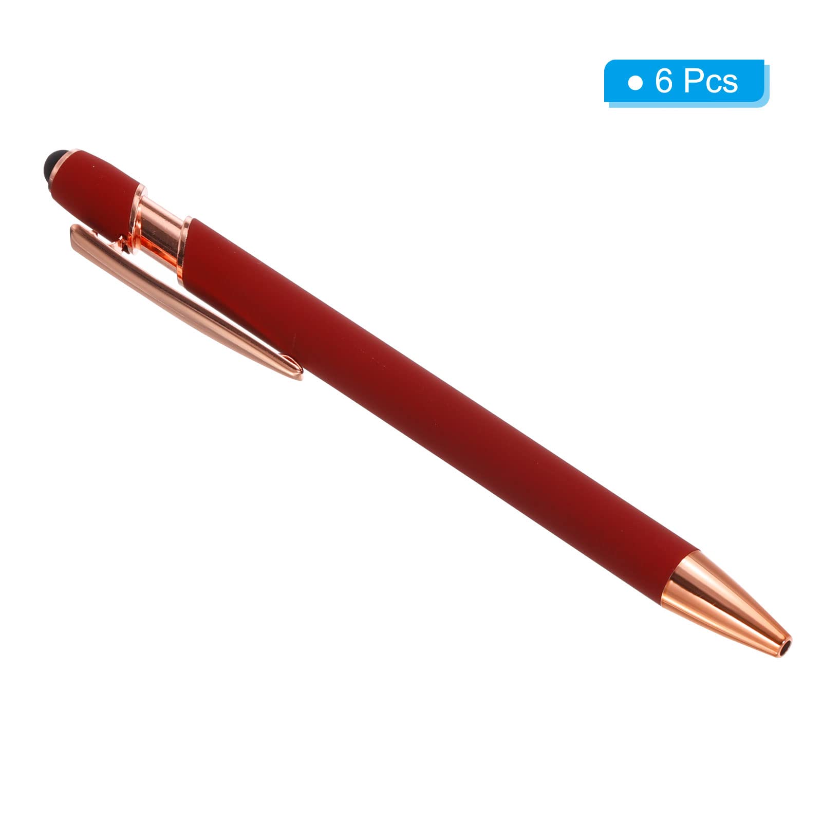 PATIKIL Ballpoint Pen with Stylus Tip, 6 Pack 2 in 1 Metal Pen Black Ink 1.0mm Medium Point Stylus Pen for Touch Screens Style 2, Red - Image 3